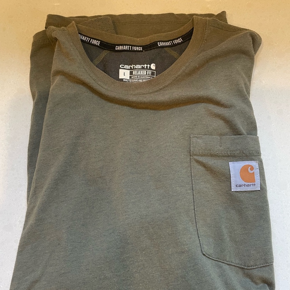 Carhartt Force T Shirt Men's Large Green Relaxed Fit Short Sleeve